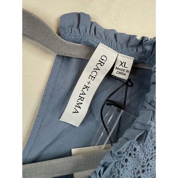 Grace and Karma Blue Ruffled Blouse - Size XL - Excellent! - Picture 2 of 5